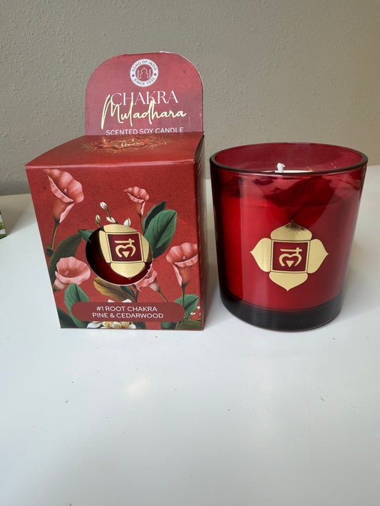 Vela de Soja Perfumada con Pino y Cedro | Chakra 1 (Raíz)
