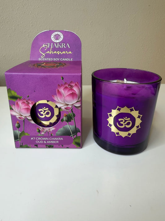 Vela de Soja Perfumada con Oud y Ámbar| Chakra 7 (Corona)