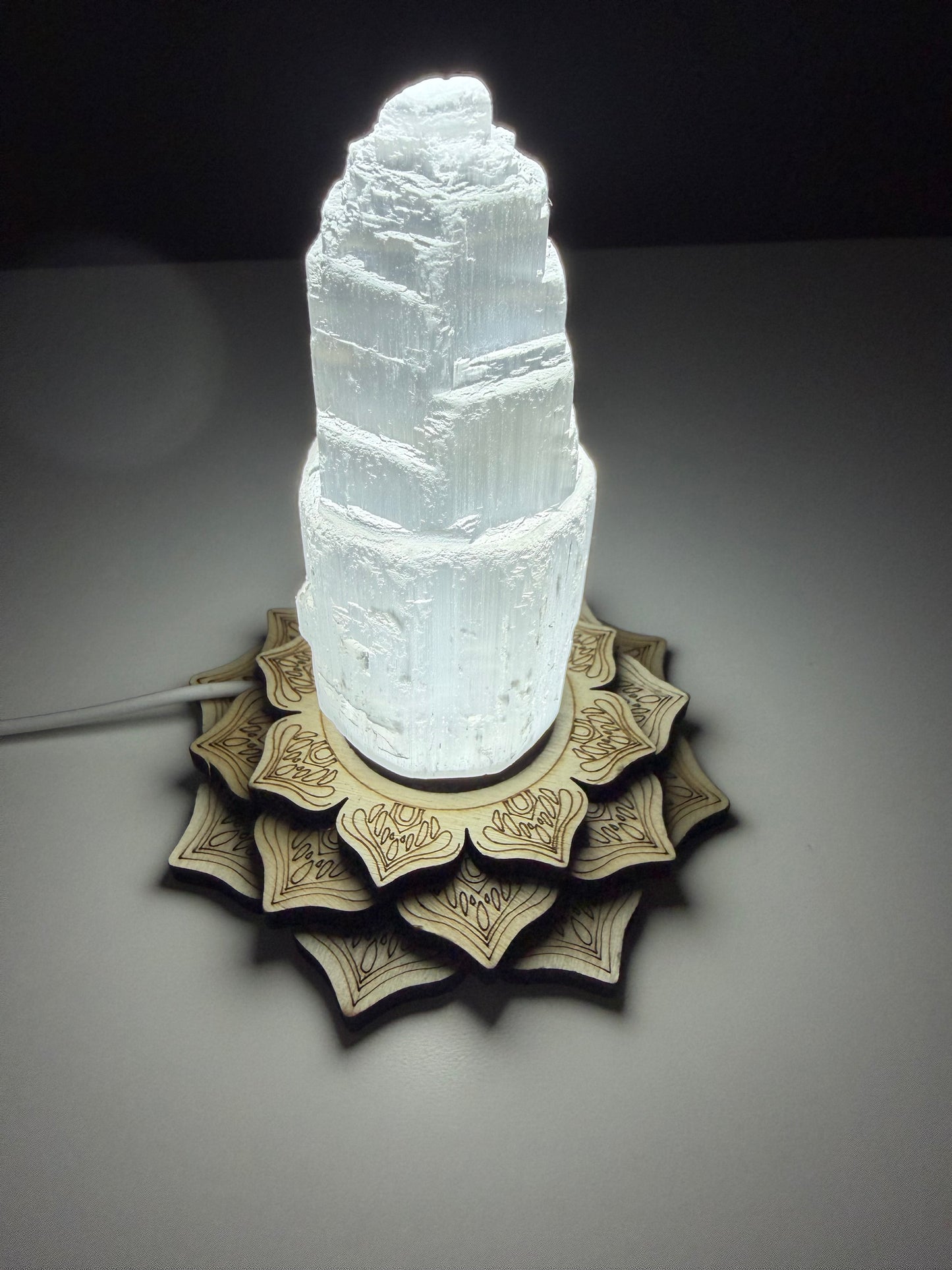 Lámpara Selenita | Base Mandala