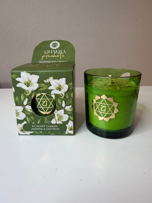Vela de Soja Perfumada con Jazmín y Azafrán | Chakra 4 (Corazón)