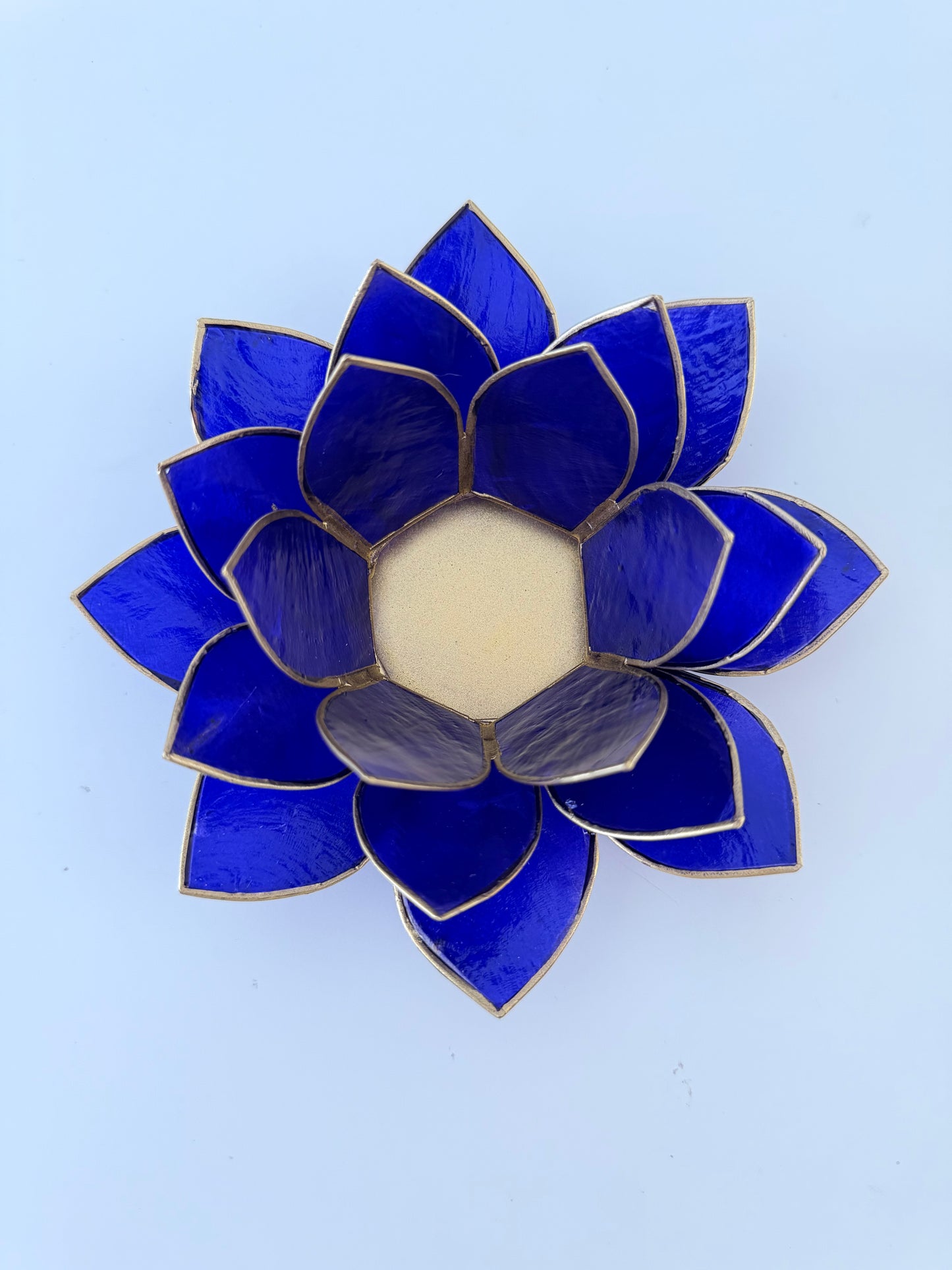 Portavelas Flor de Loto Índigo | Con Detalles Dorados
