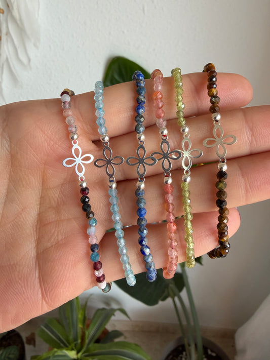 Pulsera Sigilo con Mineral Natural Facetado | Plata de Ley 925