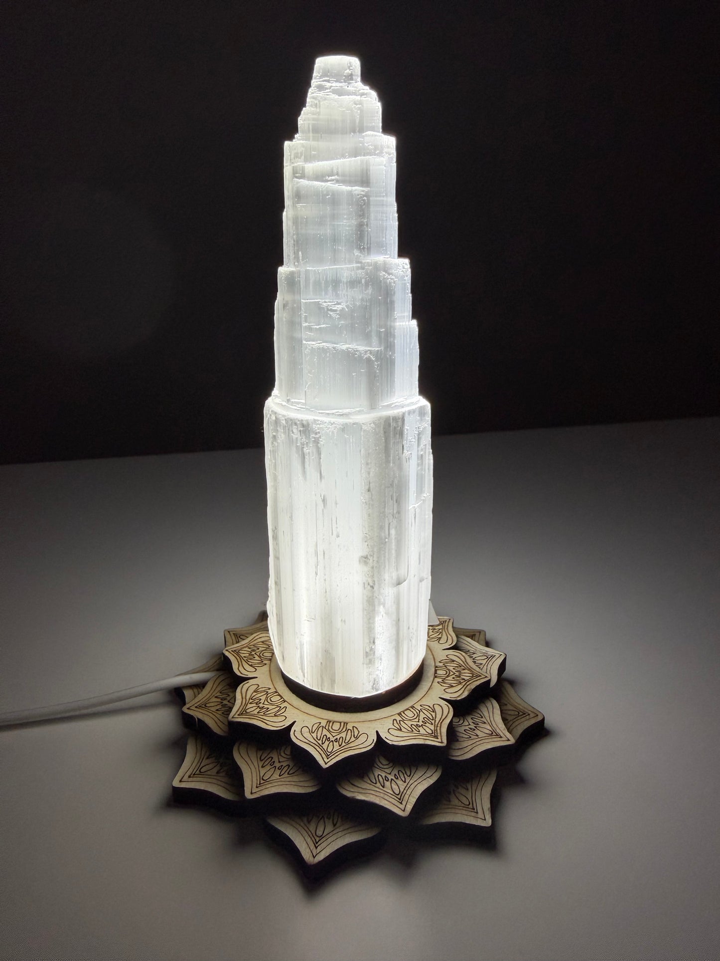 Lámpara Selenita | Base Mandala