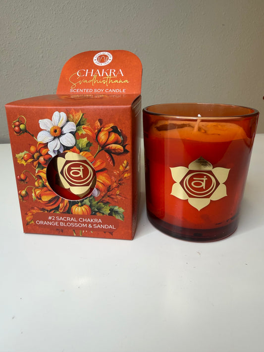 Vela de Soja Perfumada con Flor de Azahar y Sándalo | Chakra 2 (Sacro)