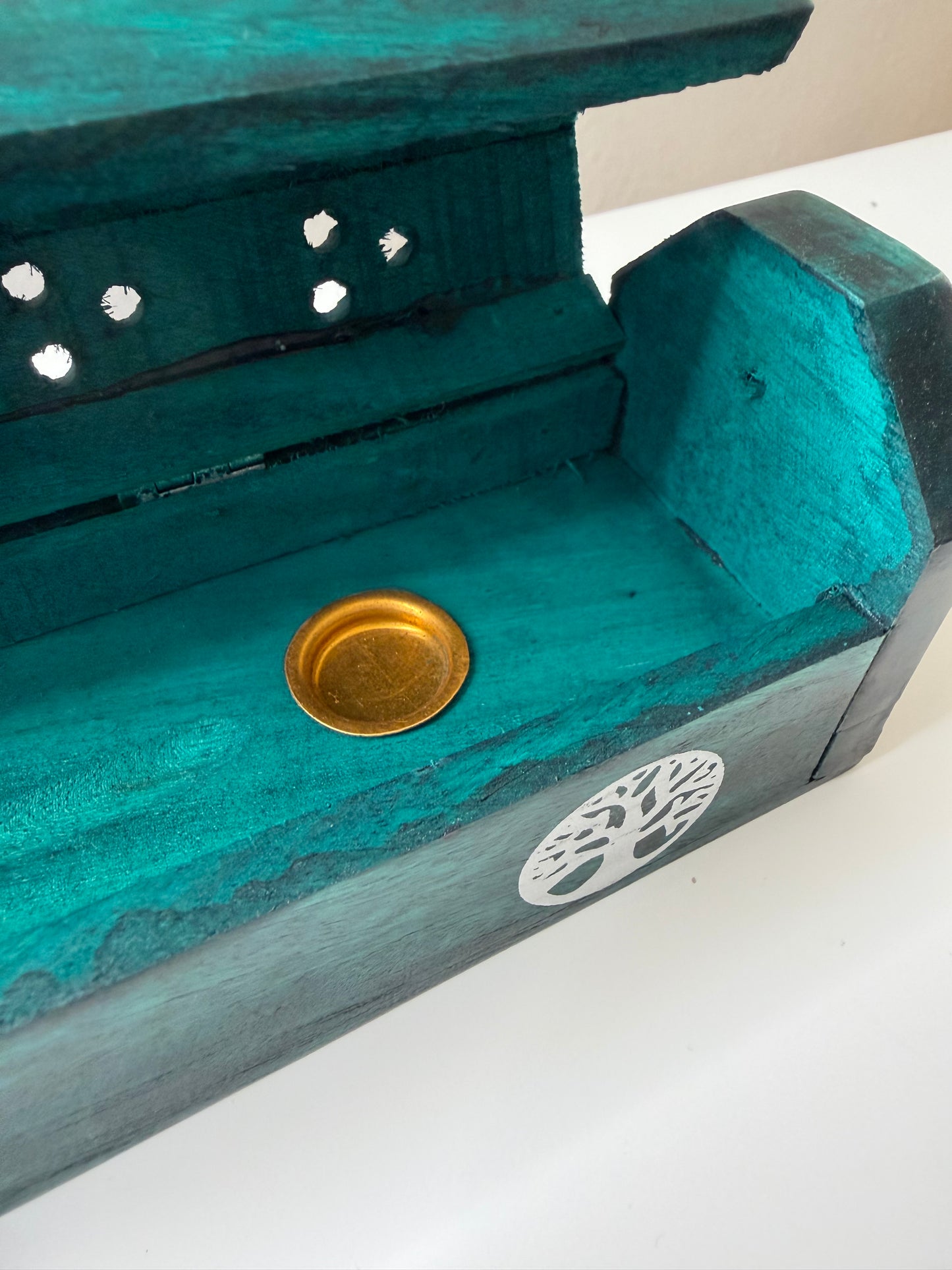 Porta Incienso Madera Estilo Caja