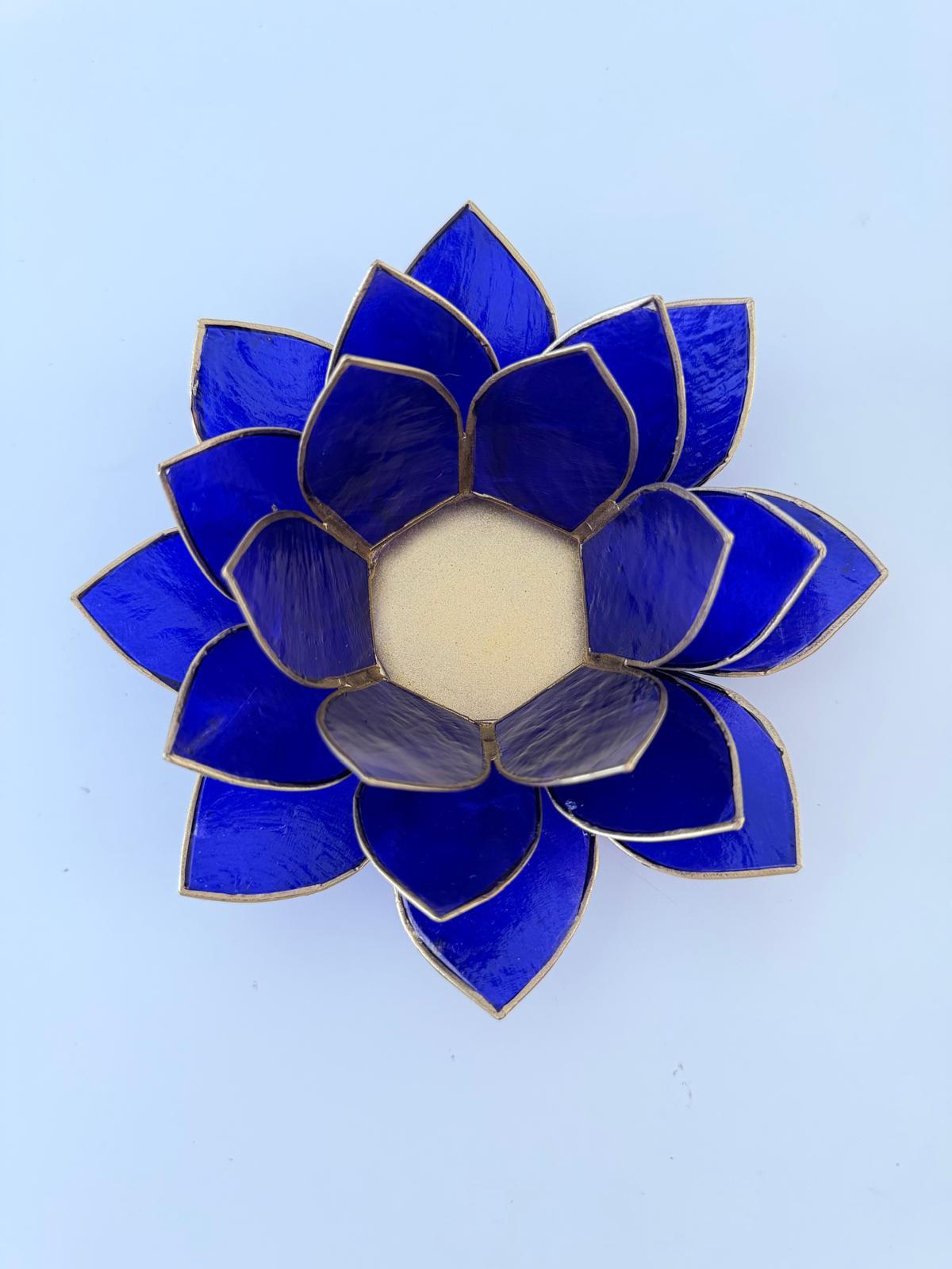 Portavelas Flor de Loto Azul Fantasía