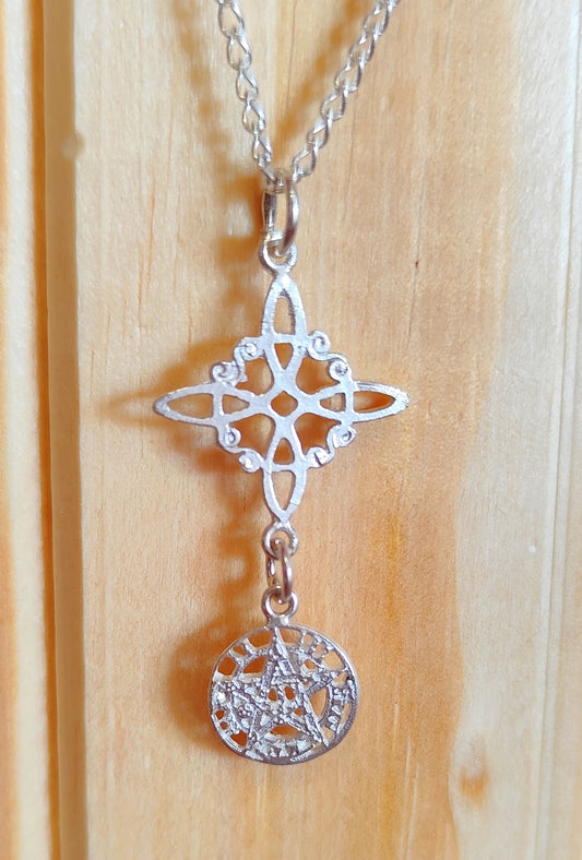 Colgante Doble Protección Nudo de Brujas con Tetragramatón