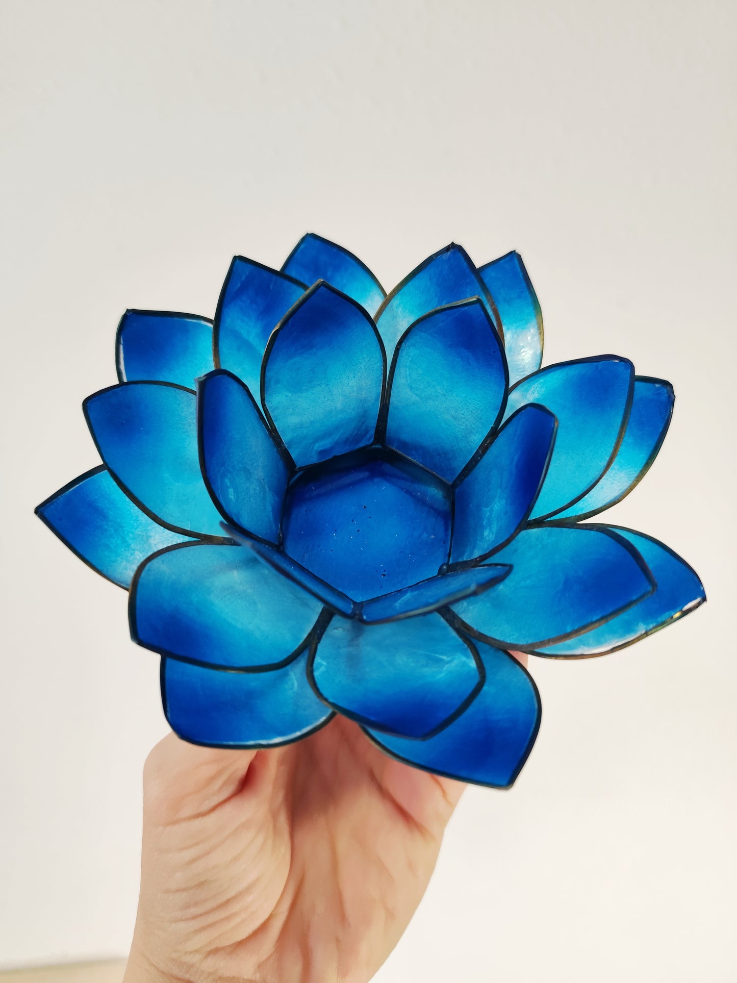 Portavelas Flor de Loto Azul Fantasía