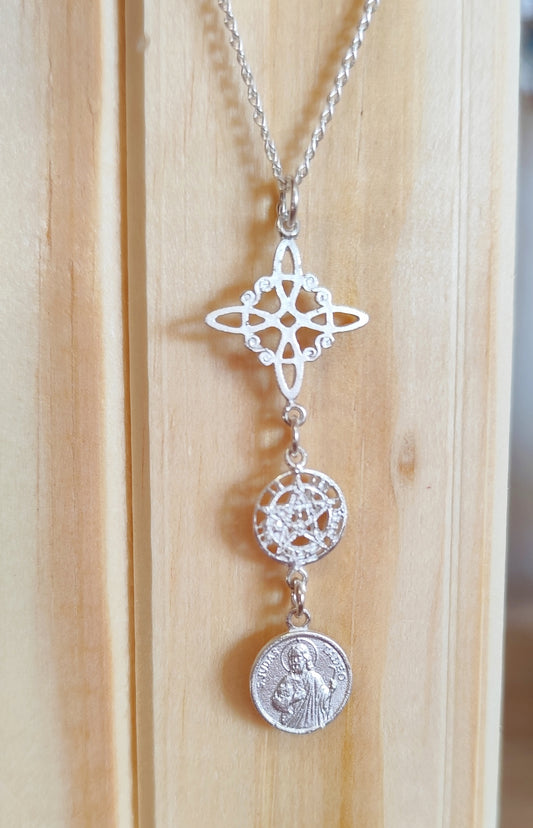 Colgante Triple Protección con San Judas Tadeo